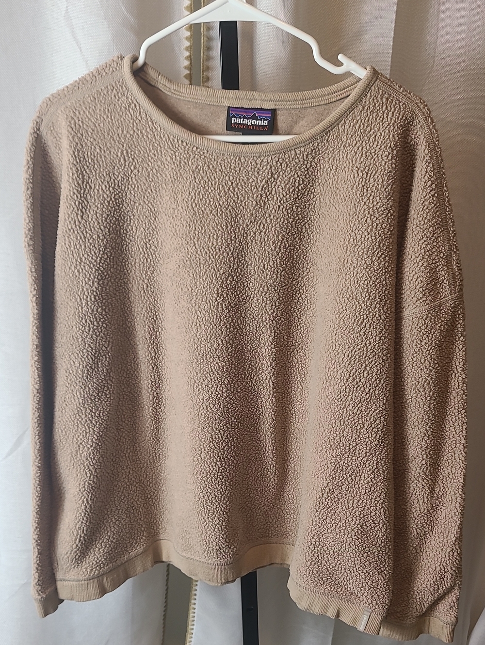 Patagonia Women's Shearling Fleece Crew Sweatshirt Size S Reversible OVERSIZED